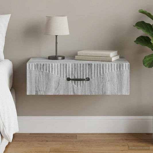 Tavolino da Parete Laterale 59 x 34,5 x 17 cm Grigio Sonoma