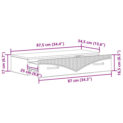 Tavolino da Parete Laterale 87,5 x 34,5 x 17 cm Rovere Sonoma - homemem39