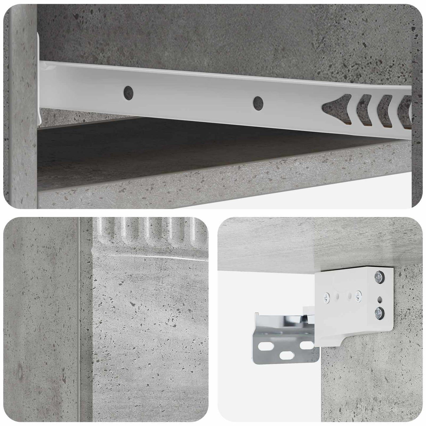 Tavolino da Parete Laterale Grigio Cemento 87,5 x 34,5 x 17 cm