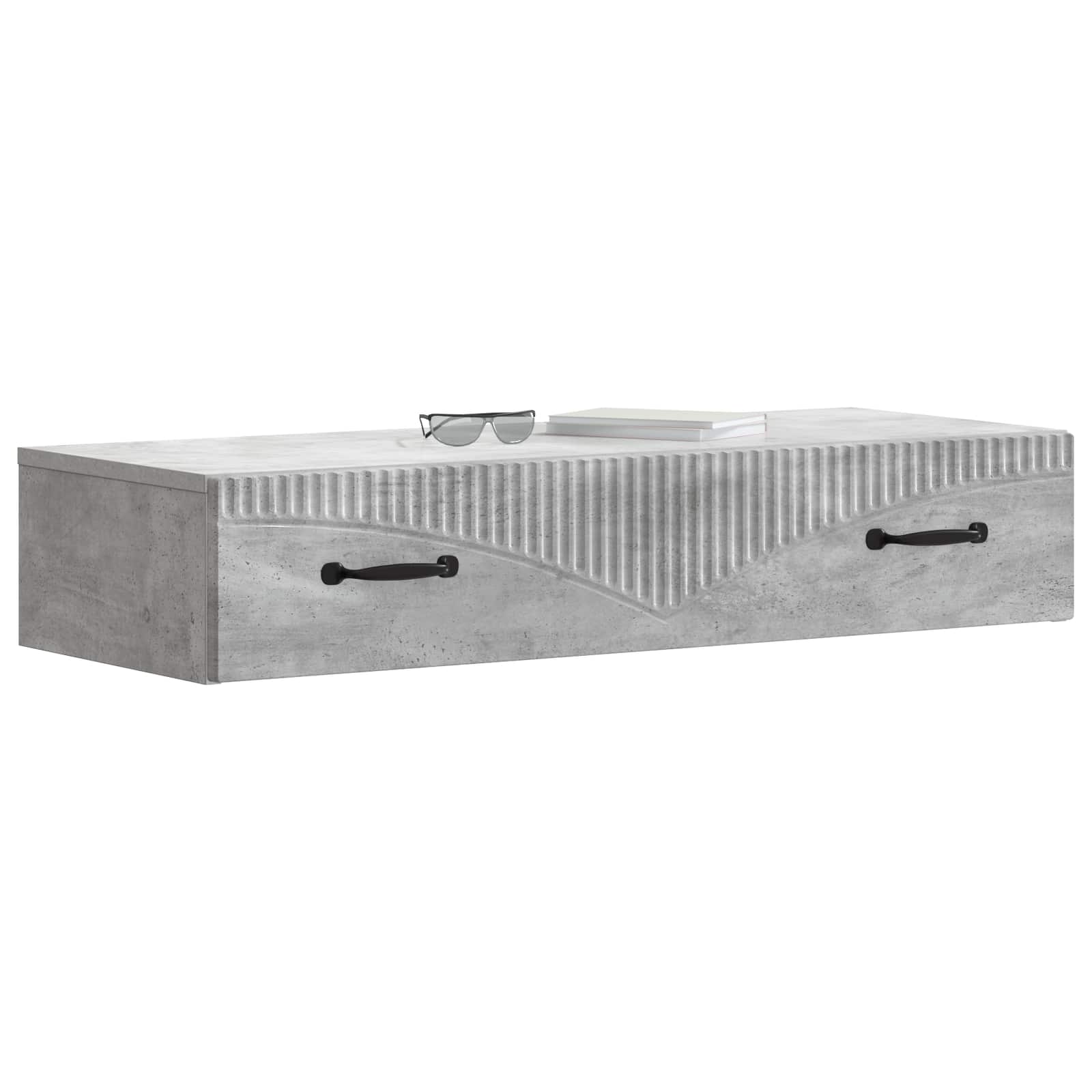 Tavolino da Parete Laterale Grigio Cemento 87,5 x 34,5 x 17 cm | homemem39