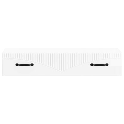 Tavolino da Parete Laterale Bianco Lucido 87,5 x 34,5 x 17 cm