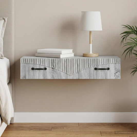 Tavolino da Parete Laterale 87,5 x 34,5 x 17 cm Grigio Sonoma
