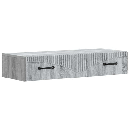 Tavolino da Parete Laterale Grigio Sonoma 87,5 x 34,5 x 17 cm