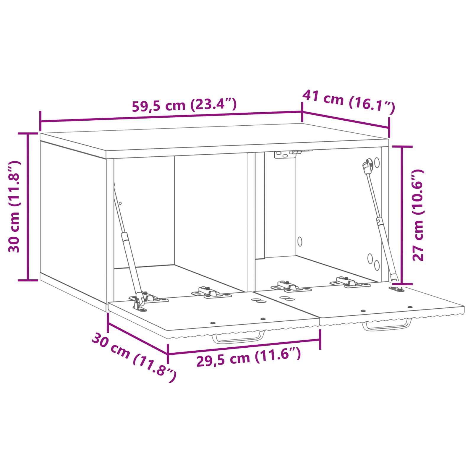 Mobile Porta TV da Muro Nero 59,5 x 41 x 30 cm | homemem39