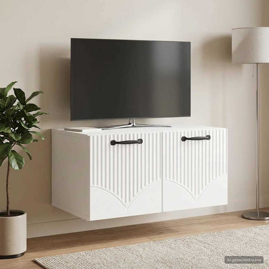 Mobile Porta TV da Muro Bianco Lucido 59,5 x 41 x 30 cm