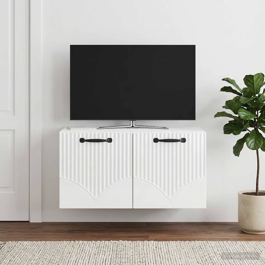 Mobile Porta TV da Muro Bianco Lucido 59,5 x 41 x 30 cm