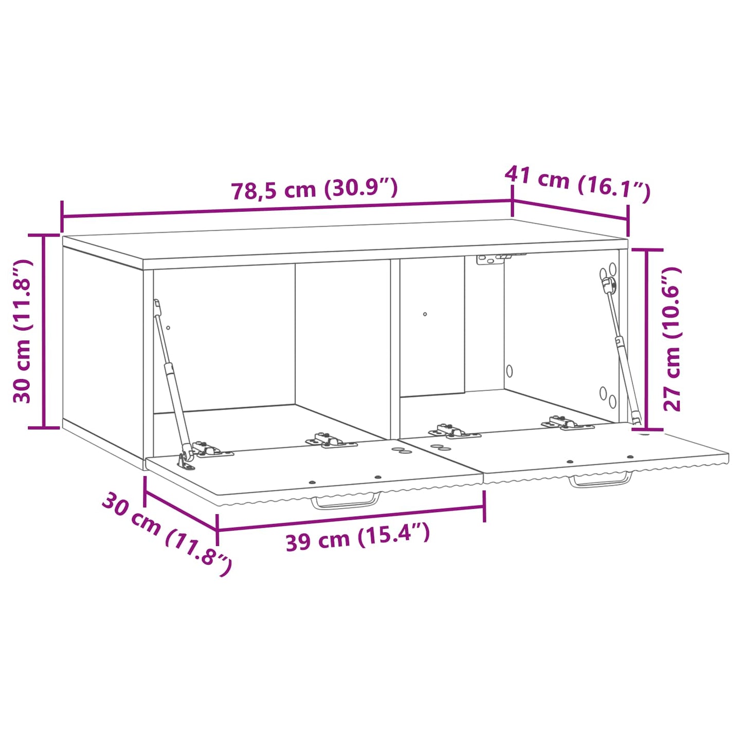 Mobile Porta TV da Muro Grigio Cemento 78,5 x 41 x 30 cm | homemem39