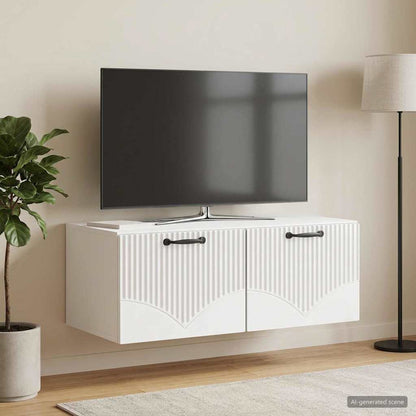 Mobile Porta TV da Muro Bianco Lucido 78,5 x 41 x 30 cm