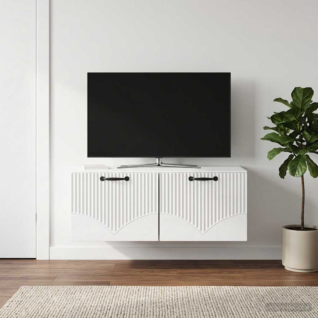 Mobile Porta TV da Muro Bianco Lucido 78,5 x 41 x 30 cm