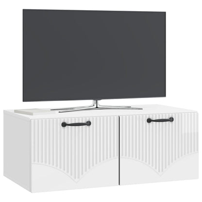 Mobile Porta TV da Muro Bianco Lucido 78,5 x 41 x 30 cm | homemem39