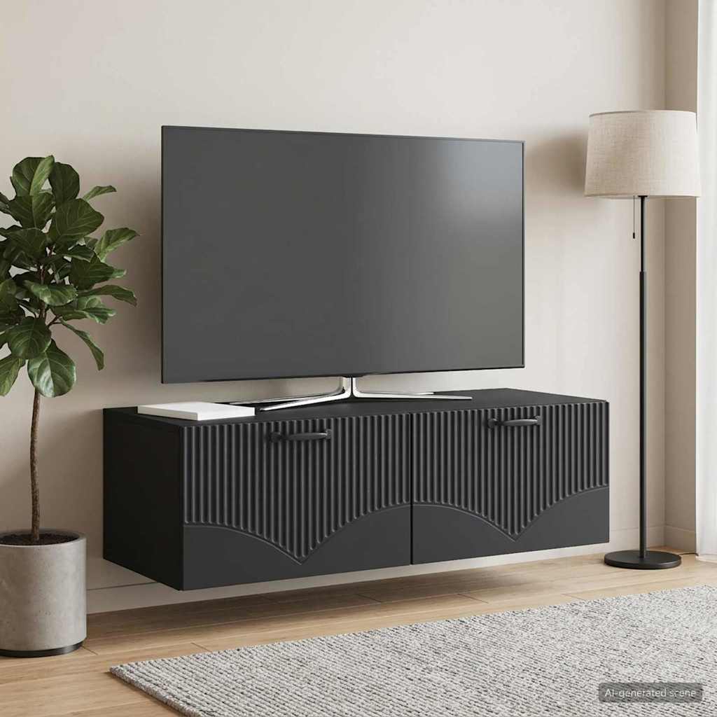 Mobile Porta TV da Muro Montaggio a parete Nero 98 x 41 x 30 cm