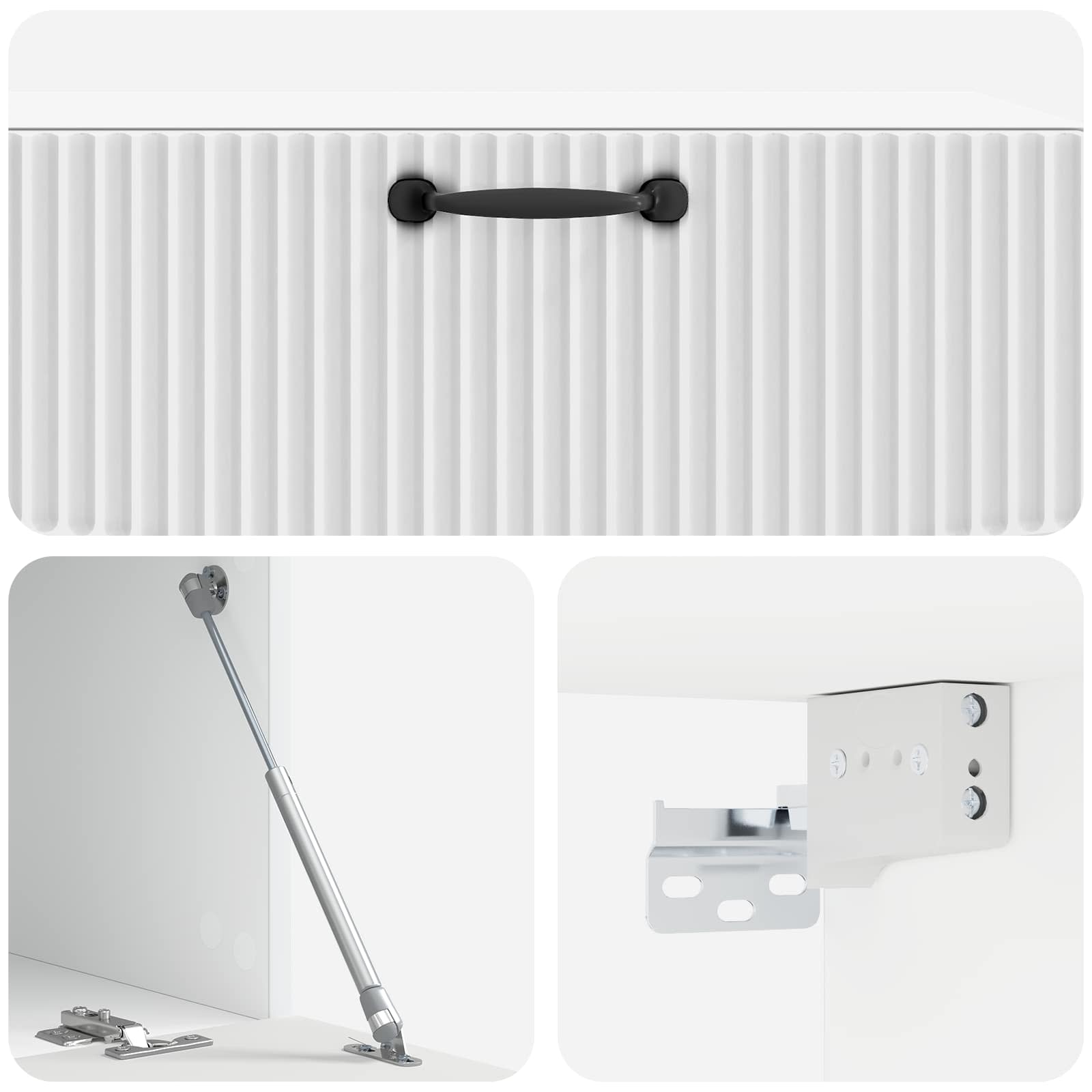 Mobile Porta TV da Muro Bianco Lucido 98 x 41 x 30 cm | homemem39