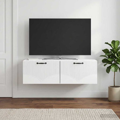 Mobile Porta TV da Muro Bianco Lucido 98 x 41 x 30 cm