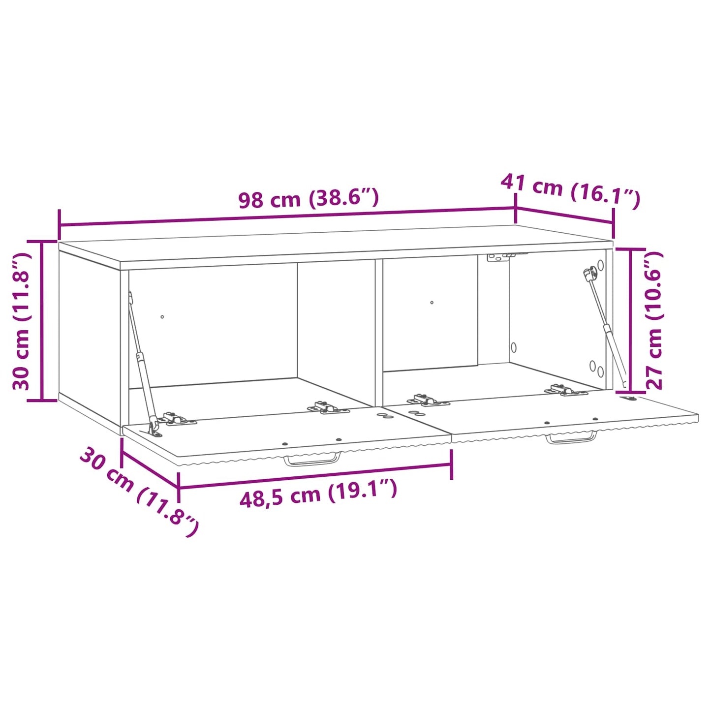 Mobile Porta TV da Muro Grigio Sonoma 98 x 41 x 30 cm | homemem39