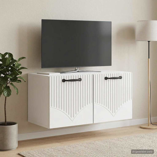Mobile Porta TV da Muro Bianco Lucido 59,5 x 31 x 30 cm
