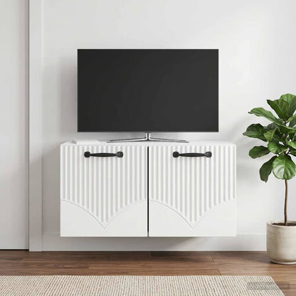 Mobile Porta TV da Muro Bianco Lucido 59,5 x 31 x 30 cm