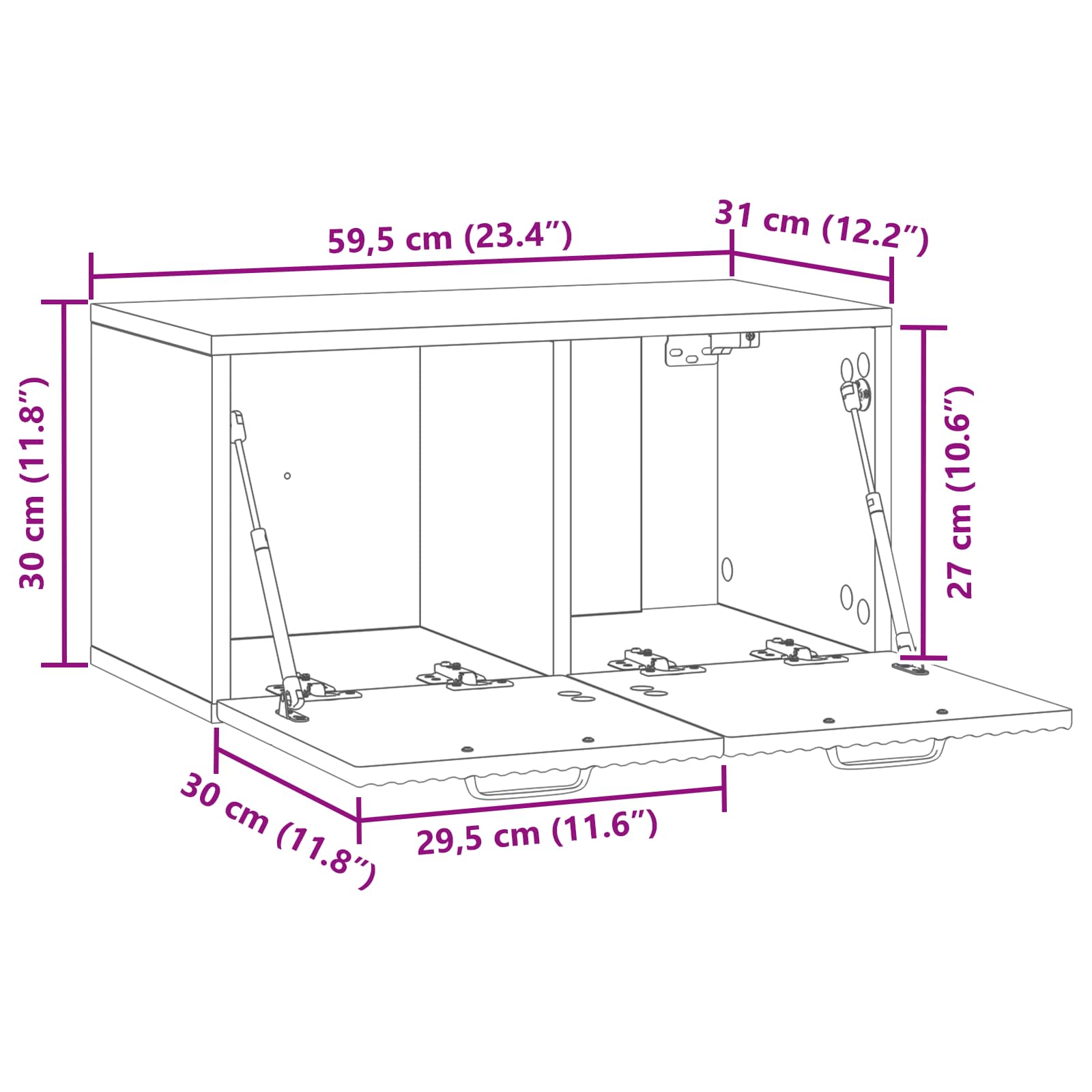 Mobile Porta TV da Muro Legno antico 59,5 x 31 x 30 cm | homemem39