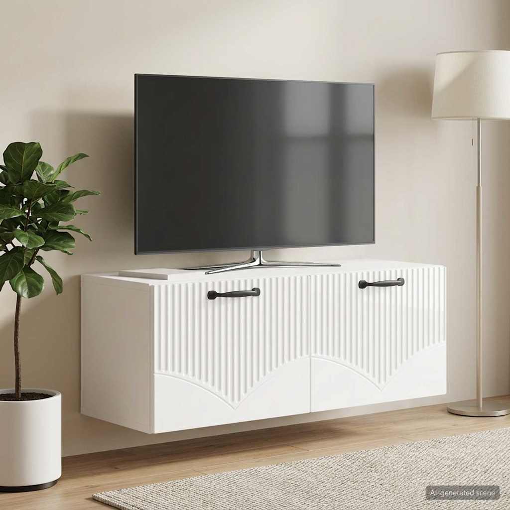 Mobile Porta TV da Muro Bianco Lucido 78,5 x 31 x 30 cm