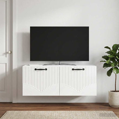 Mobile Porta TV da Muro Bianco Lucido 78,5 x 31 x 30 cm