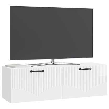 Mobile Porta TV da Muro Bianco Lucido 98 x 31 x 30 cm