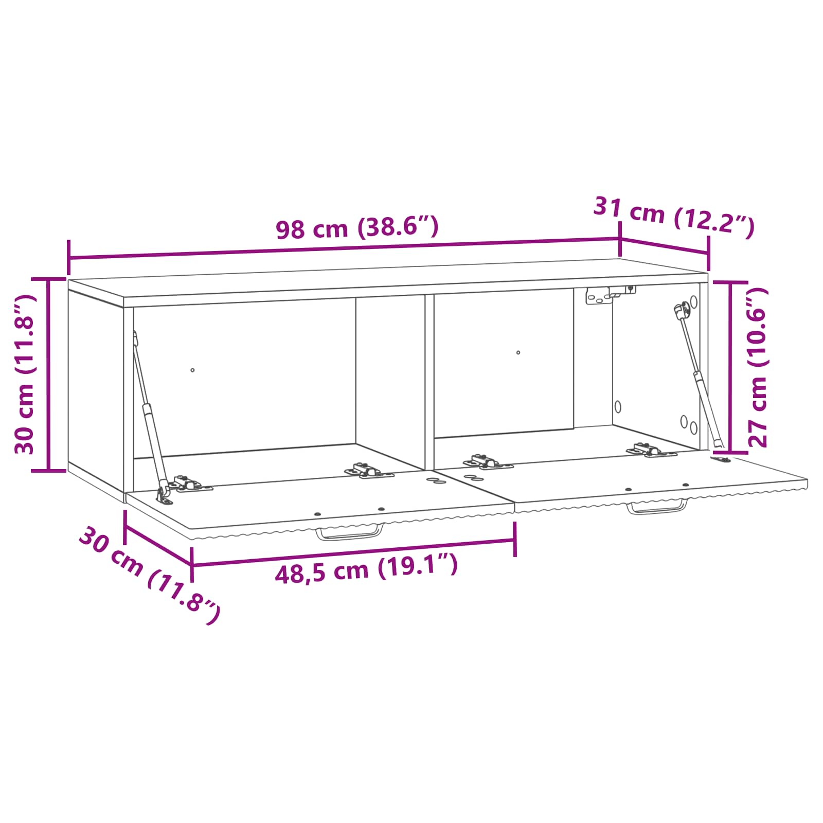 Mobile Porta TV da Muro Grigio Sonoma 98 x 31 x 30 cm | homemem39