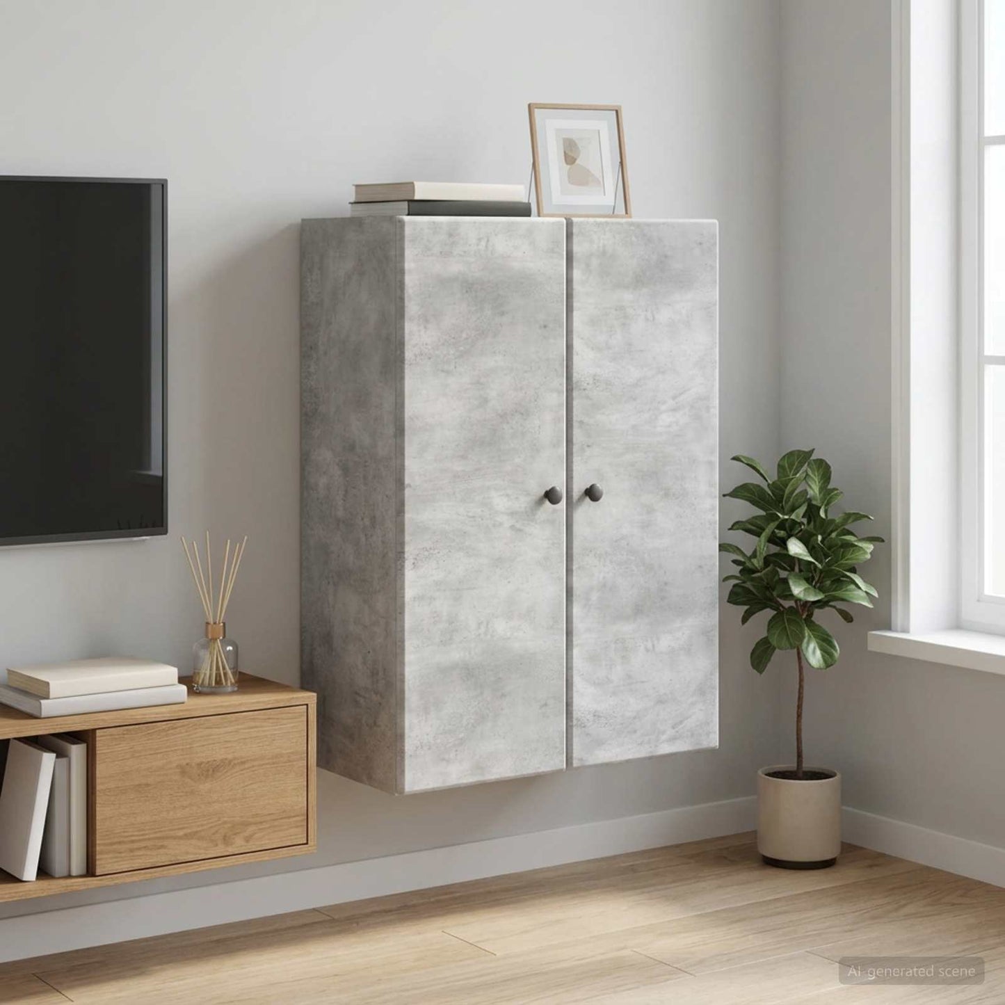 Mobiletto a muro Grigio Cemento 66 x 34,5 x 90 cm | homemem39