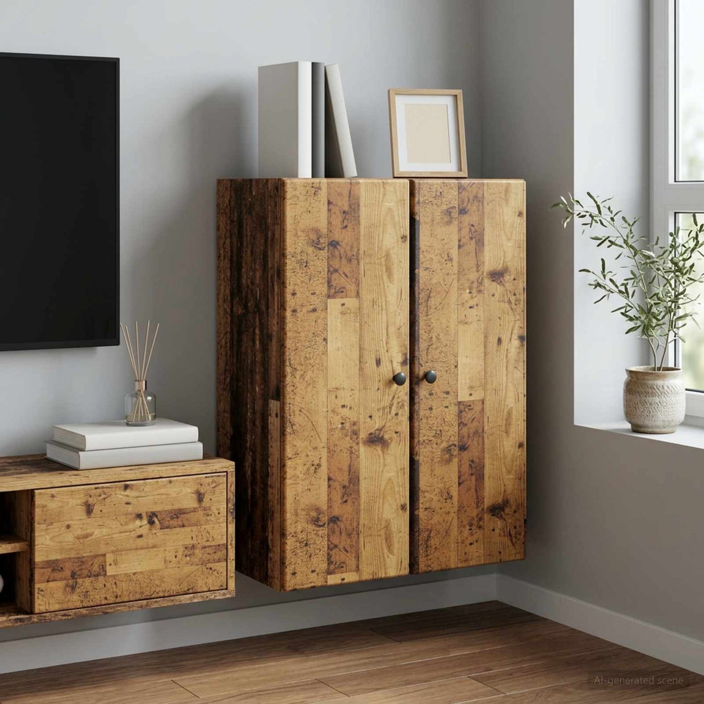 Mobiletto a muro Legno antico 66 x 34,5 x 90 cm | homemem39
