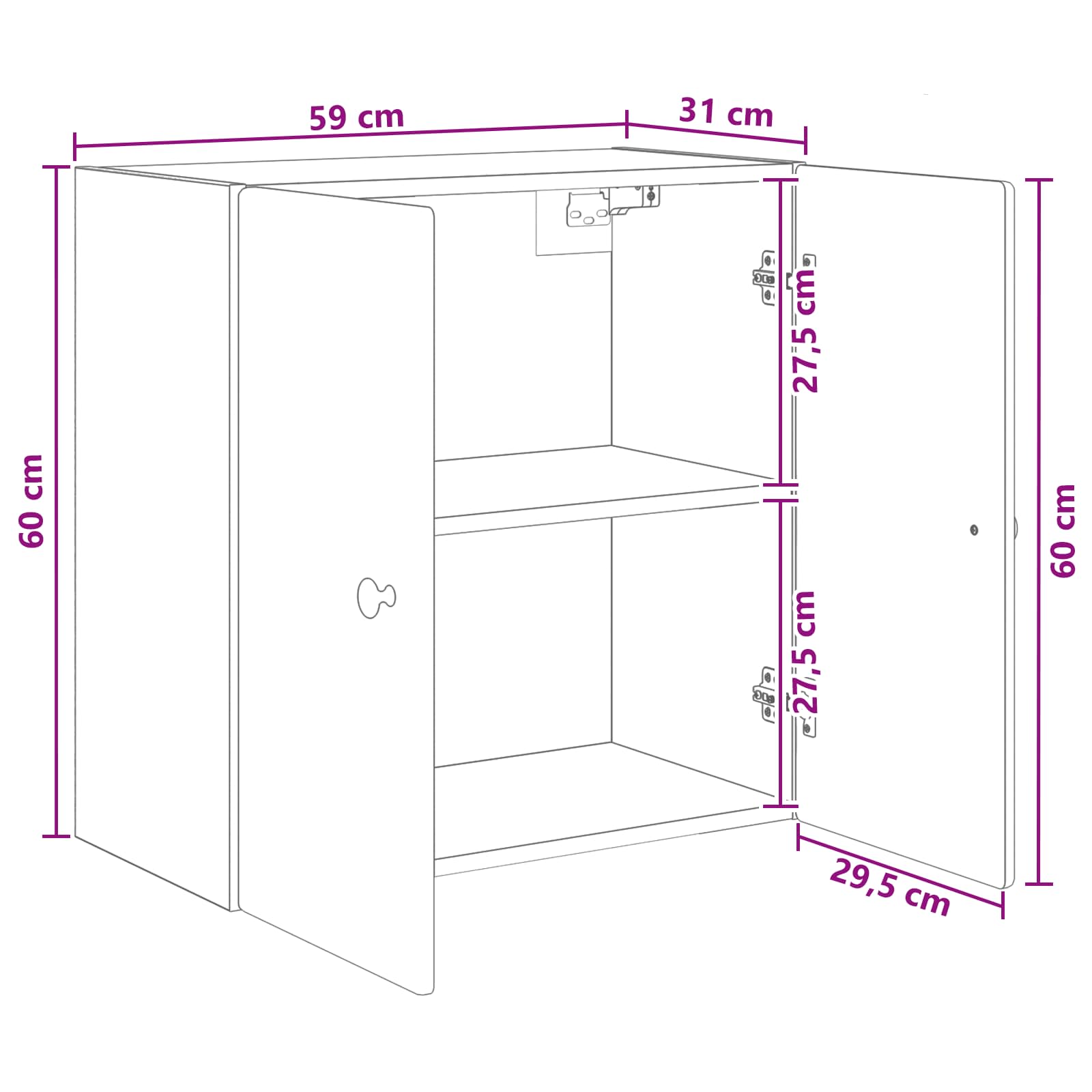 Mobiletto a muro Rovere Sonoma 59 x 31 x 60 cm | homemem39