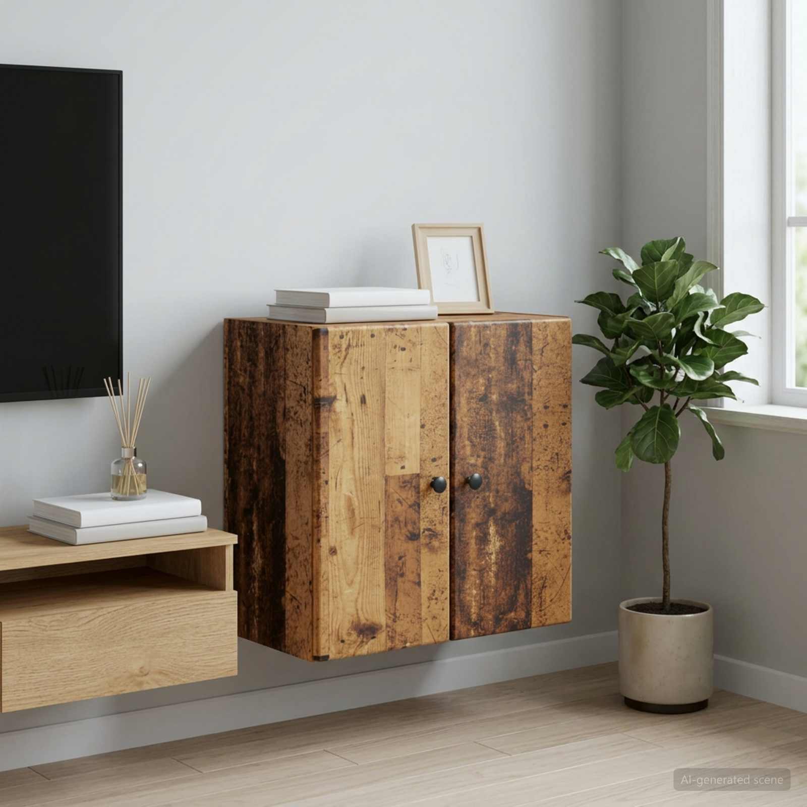 Mobiletto a muro Legno antico 59 x 31 x 60 cm | homemem39