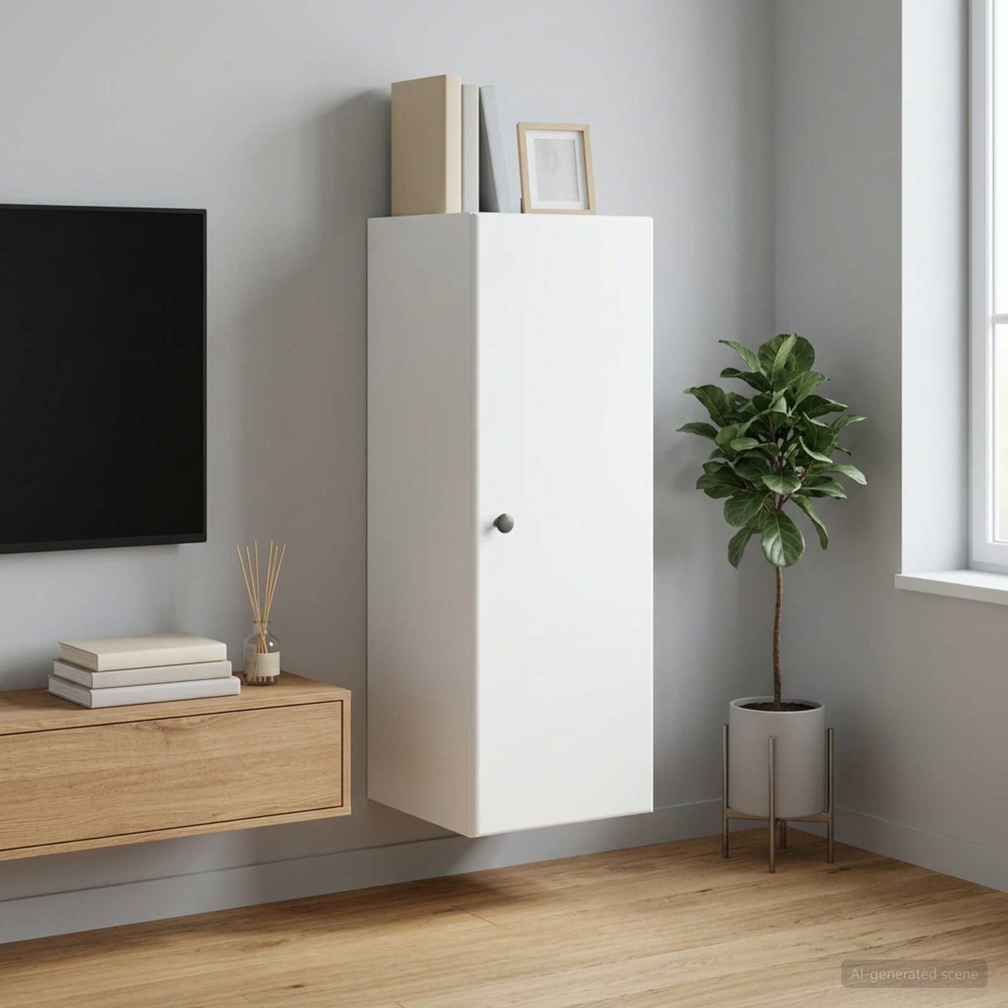 Mobiletto a muro Bianco 33 x 34,5 x 90 cm Legno ingegnerizzato | homemem39