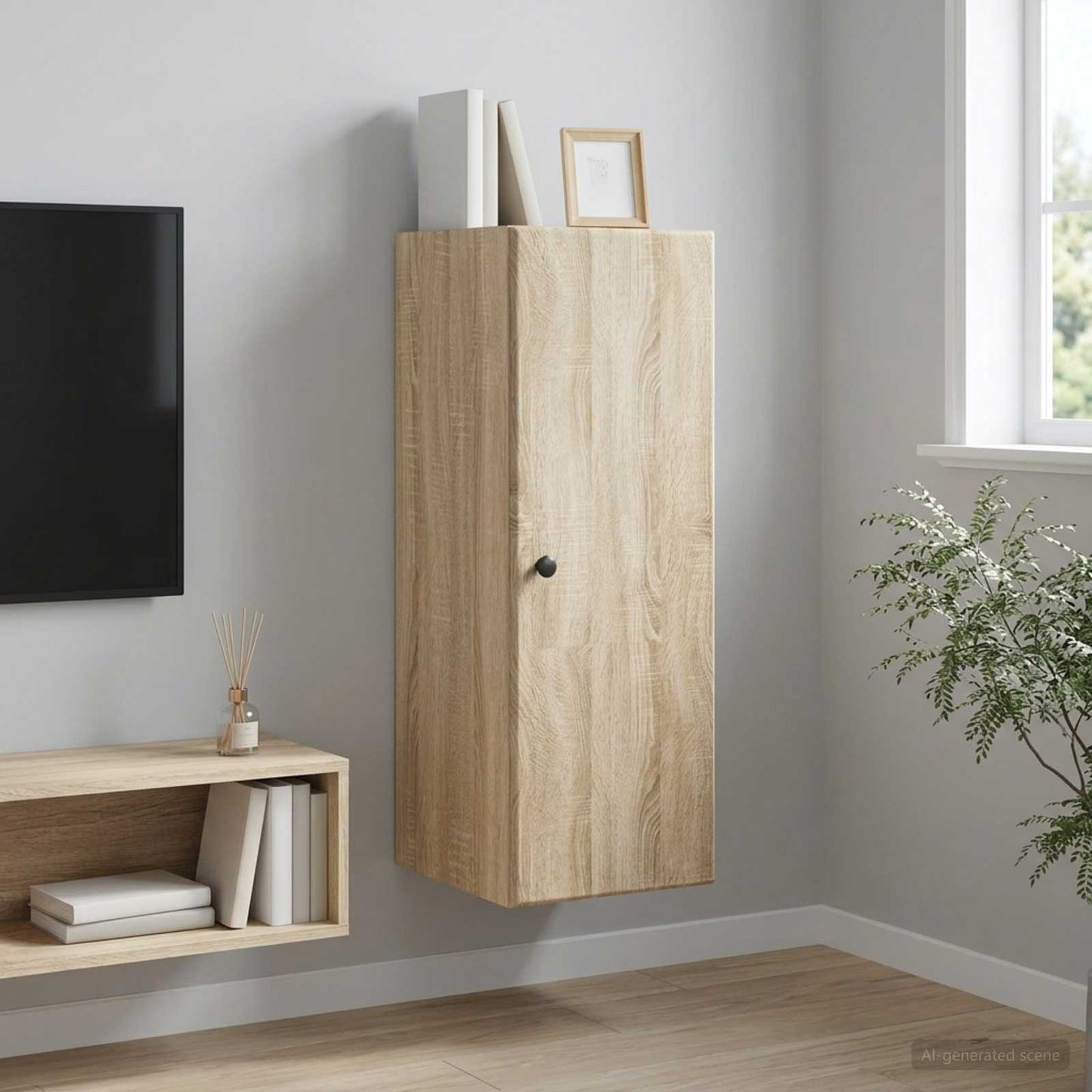 Mobiletto a muro Rovere Sonoma 33 x 34,5 x 90 cm | homemem39