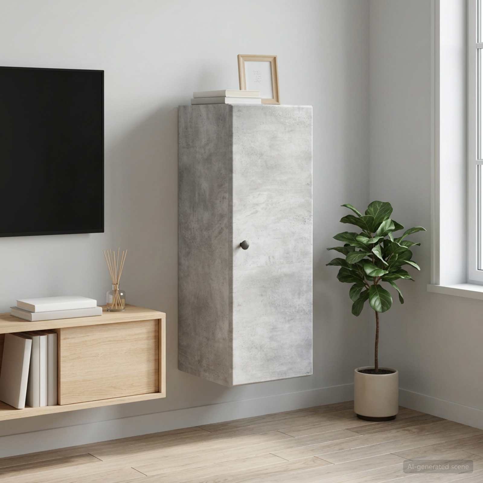 Mobiletto a muro Grigio Cemento 33 x 34,5 x 90 cm | homemem39