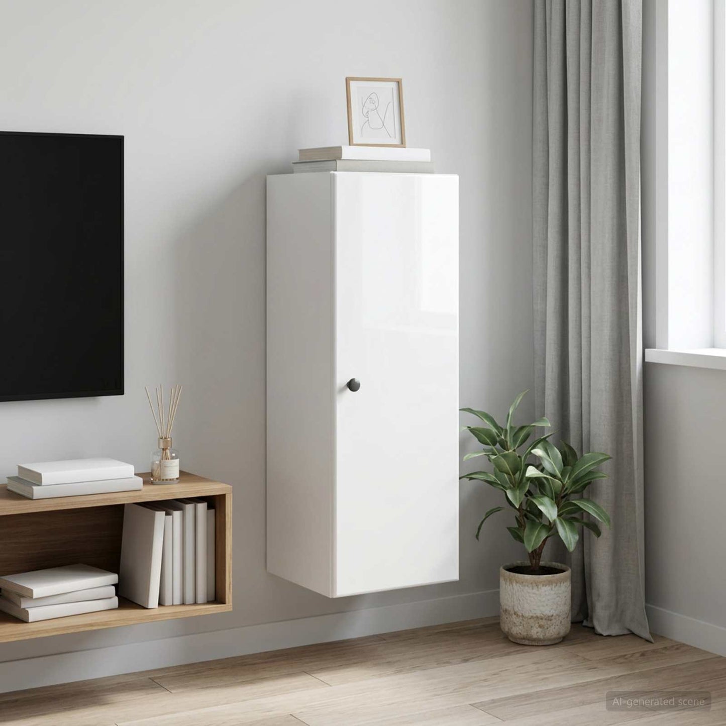 Mobiletto a muro Bianco Lucido 33 x 34,5 x 90 cm | homemem39