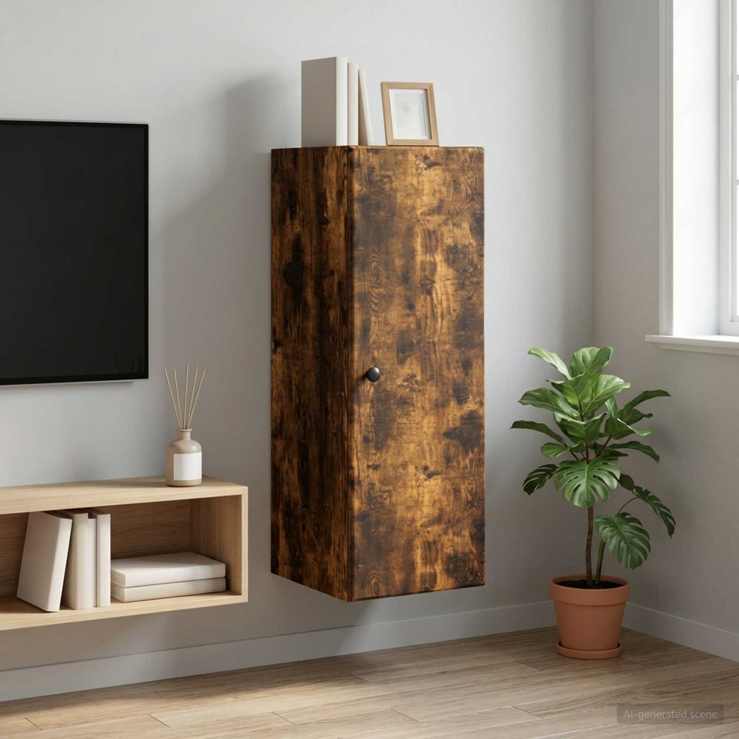 Mobiletto a muro Rovere Fumo 33 x 34,5 x 90 cm | homemem39