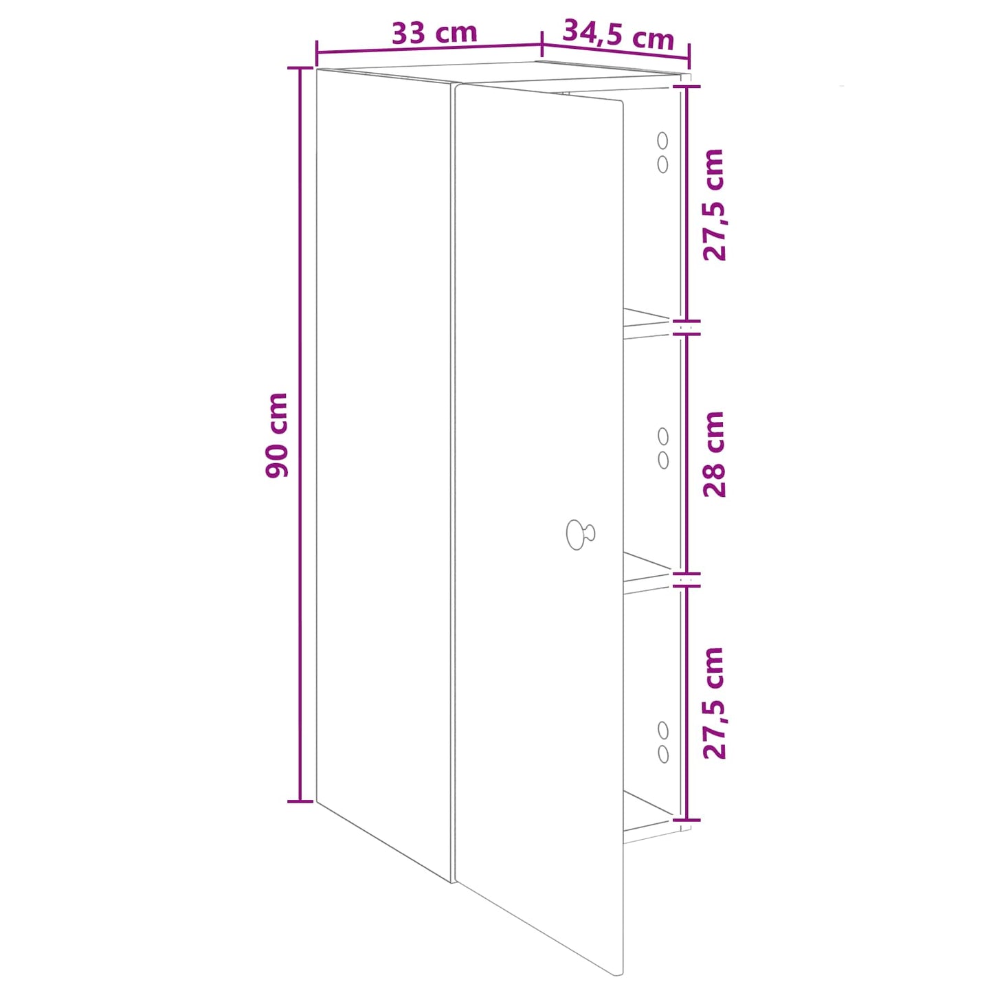 Mobiletto a muro 33 x 34,5 x 90 cm Legno ingegnerizzato | homemem39