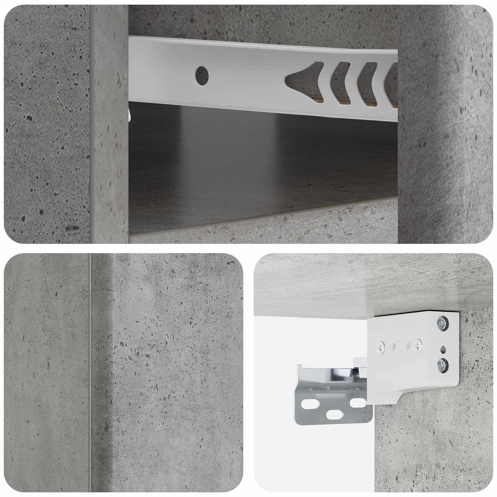 Mobiletto da notte a muro Grigio Cemento 49 x 34,5 x 20 cm | homemem39