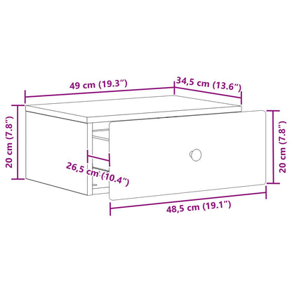 Mobiletto da notte a muro Grigio Cemento 49 x 34,5 x 20 cm | homemem39