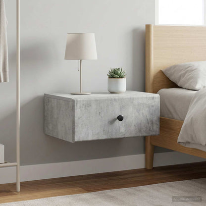 Mobiletto da notte a muro con cassetto 2 pcs Grigio Cemento | homemem39