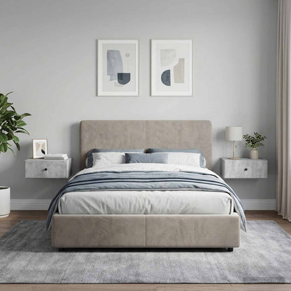 Mobiletto da notte a muro con cassetto 2 pcs Grigio Cemento | homemem39