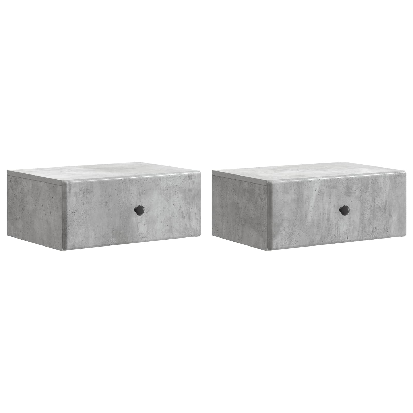 Mobiletto da notte a muro con cassetto 2 pcs Grigio Cemento | homemem39