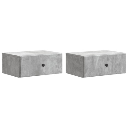 Mobiletto da notte a muro con cassetto 2 pcs Grigio Cemento | homemem39