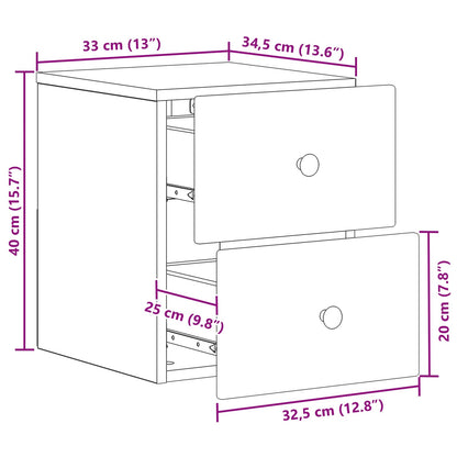 Mobiletto da notte a muro con cassetto 2 pcs Rovere Artigianale | homemem39