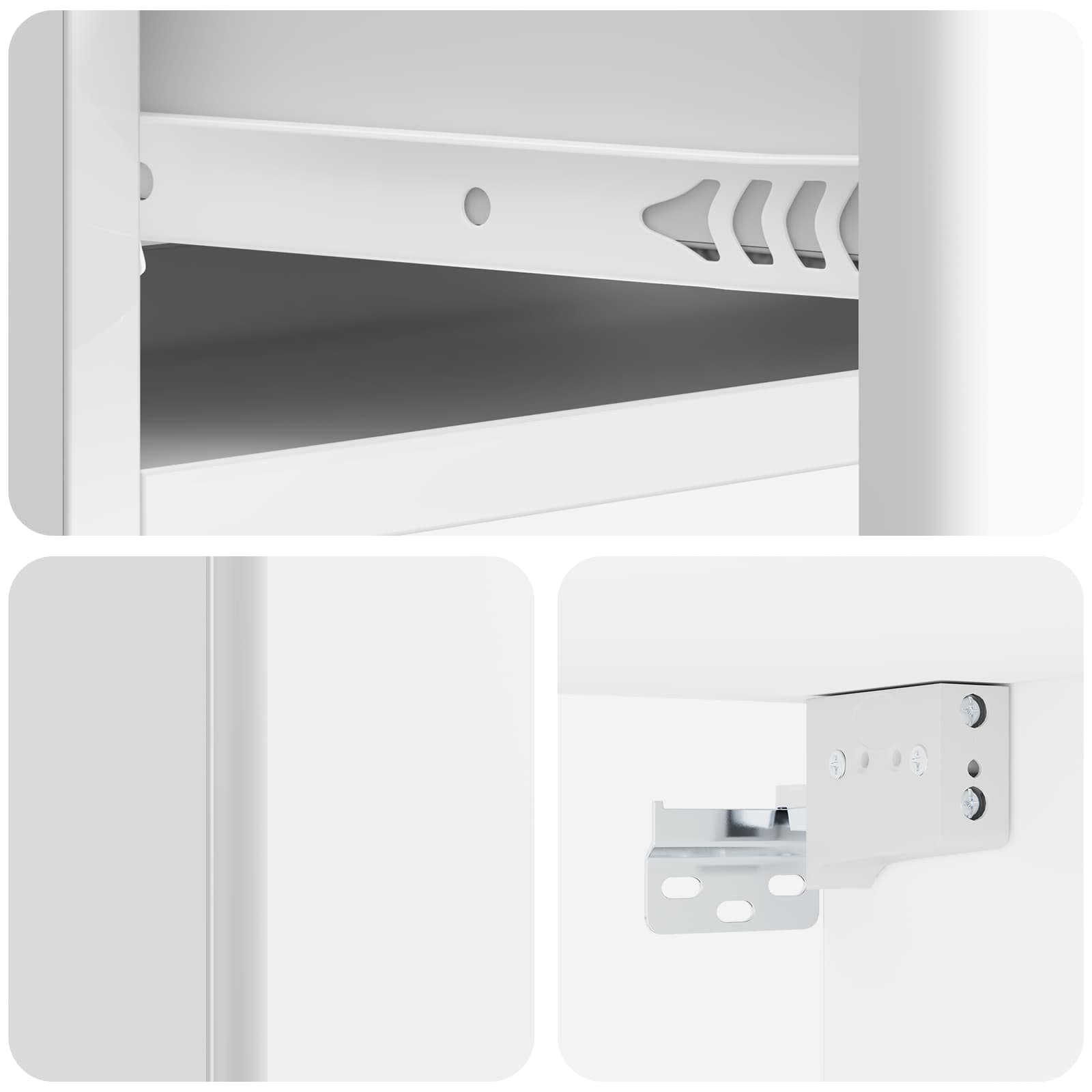 Tavolino da Parete Laterale Bianco Lucido 59 x 34,5 x 17 cm | homemem39