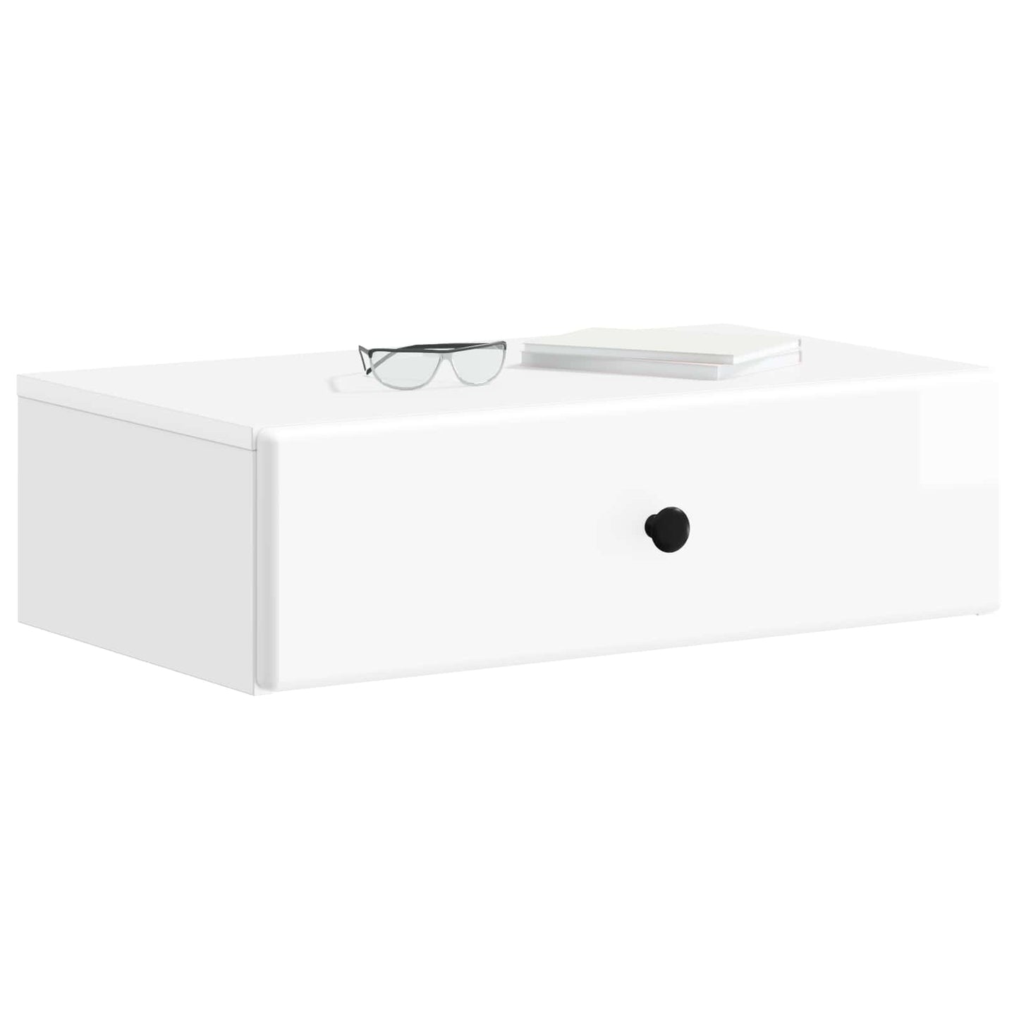 Tavolino da Parete Laterale Bianco Lucido 59 x 34,5 x 17 cm