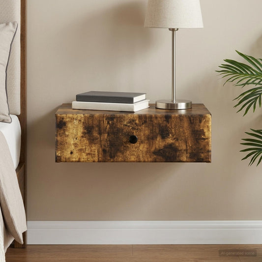 Tavolino da Parete Laterale Rovere Fumo 59 x 34,5 x 17 cm