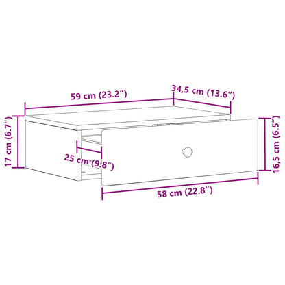 Tavolino da Parete Laterale Grigio Sonoma 59 x 34,5 x 17 cm | homemem39