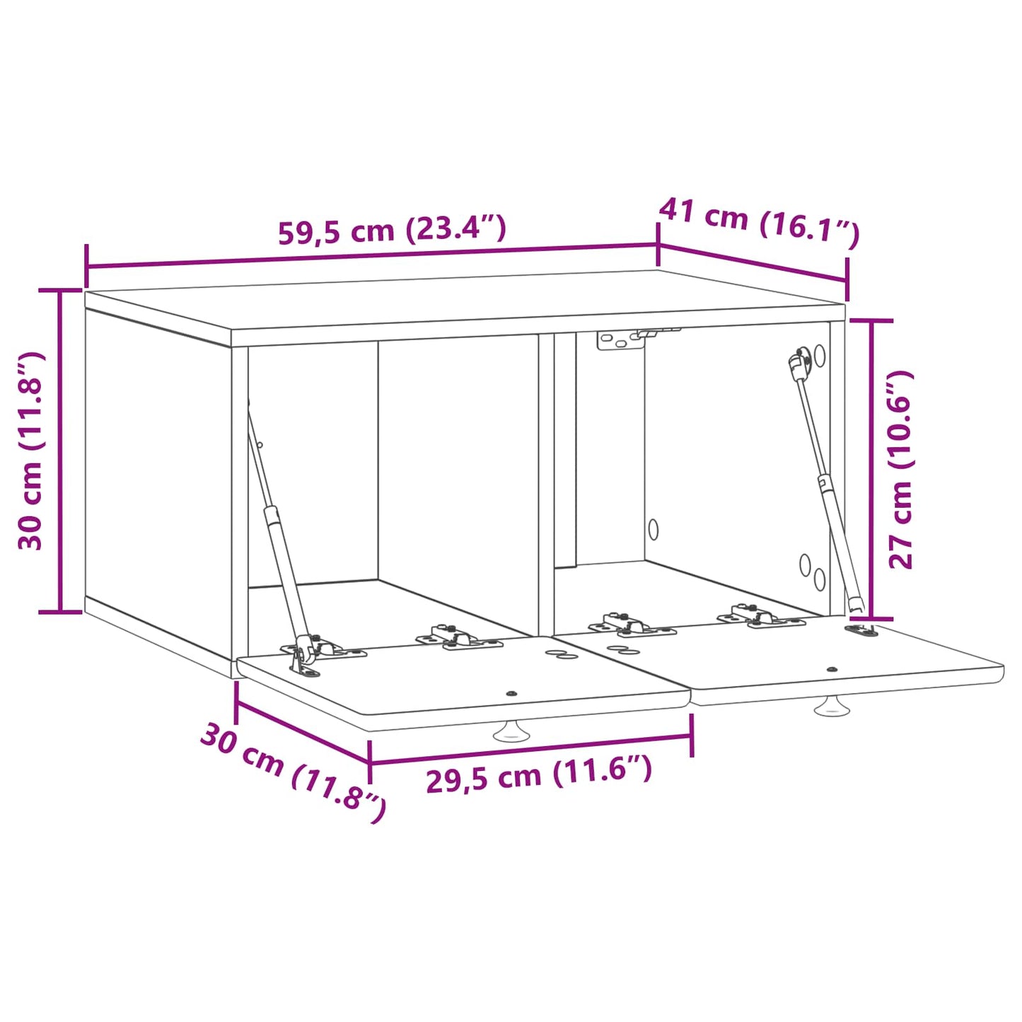Mobile Porta TV da Muro Rovere Fumo 59,5 x 41 x 30 cm | homemem39