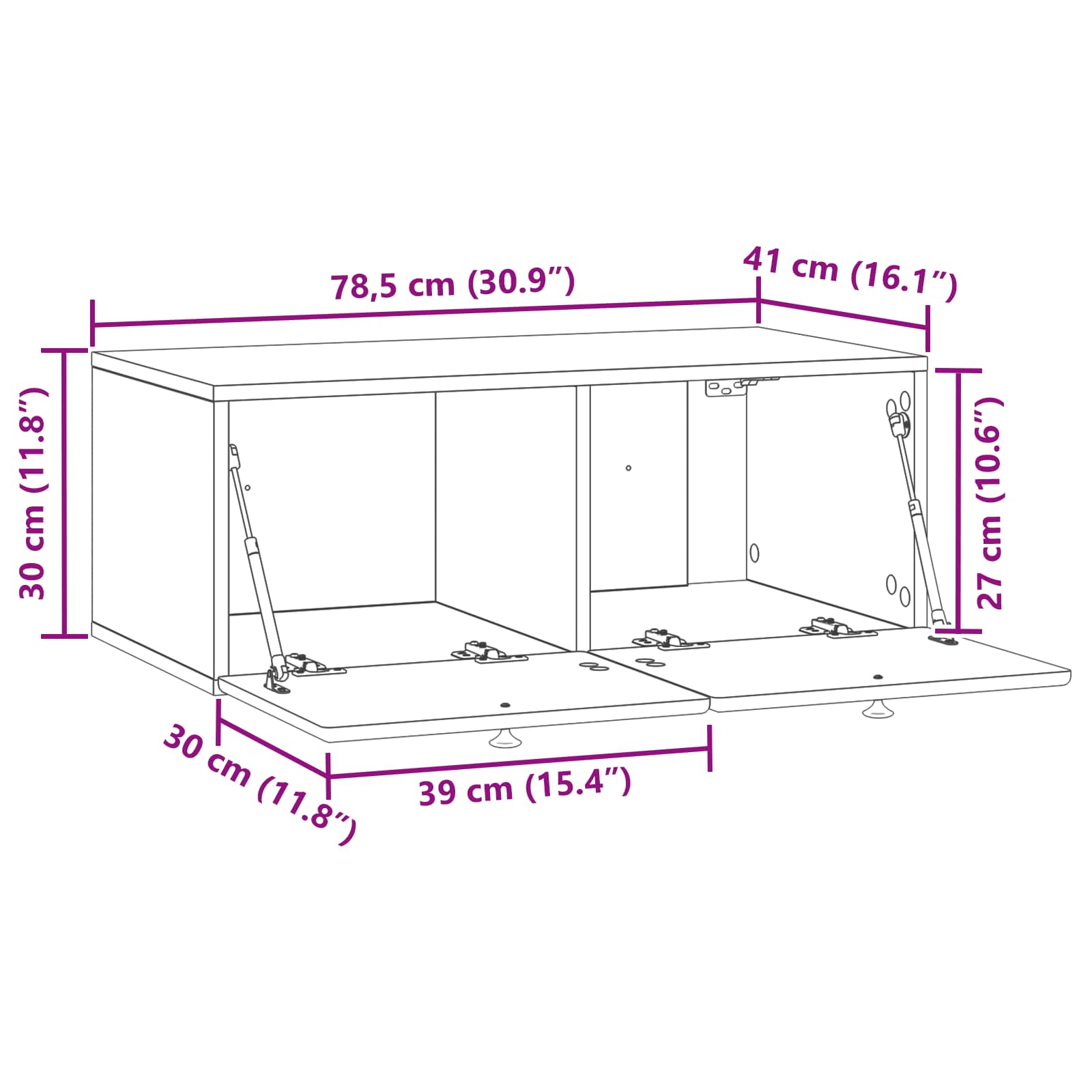 Mobile Porta TV da Muro Rovere Fumo 78,5 x 41 x 30 cm | homemem39