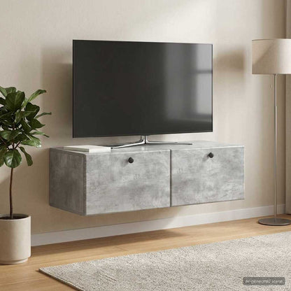Mobile Porta TV da Muro 98 x 41 x 30 cm Grigio Cemento