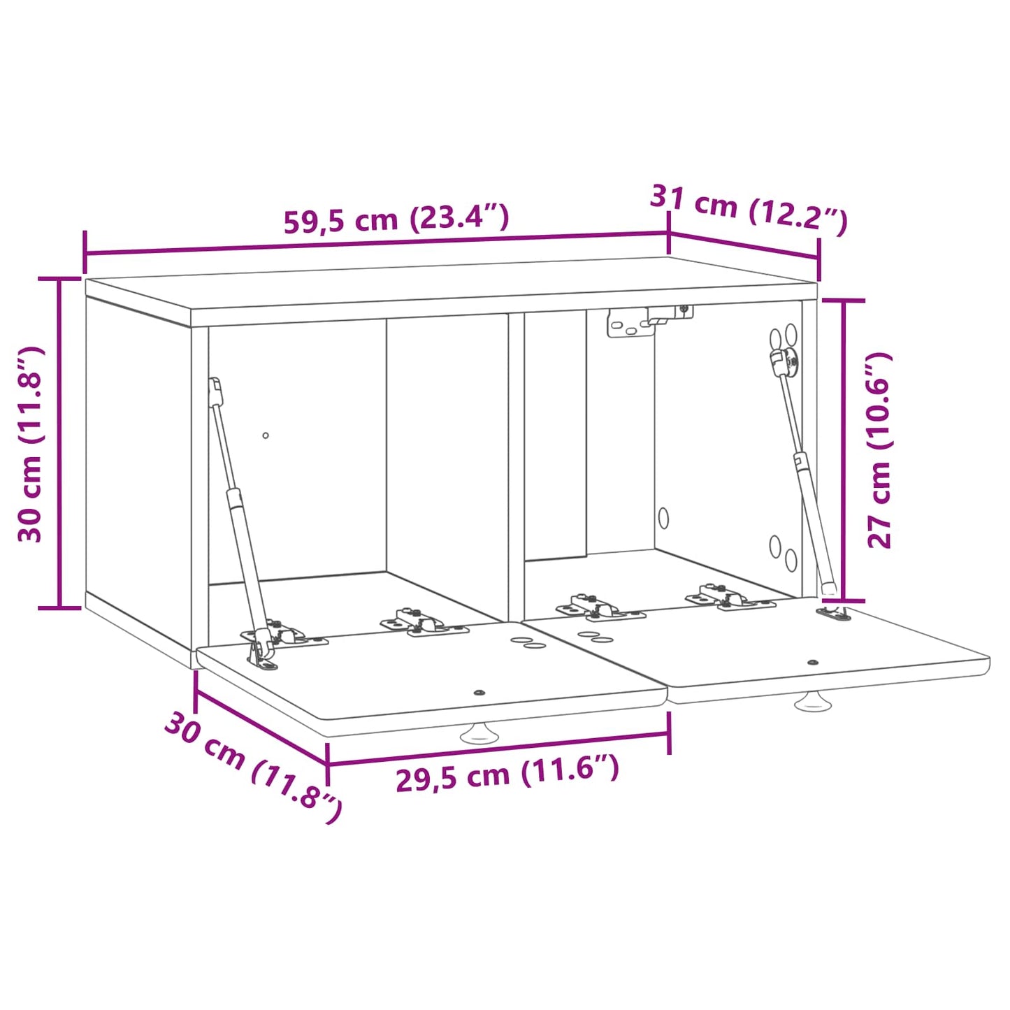 Mobile Porta TV da Muro Rovere Sonoma 59,5 x 31 x 30 cm | homemem39